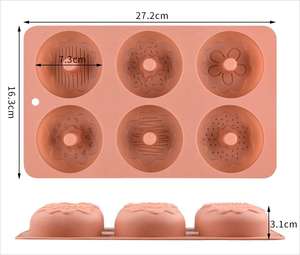Moldes reutilizables de silicona para rosquilla, herramientas caseras <span class=keywords><strong>con</strong></span> salsa de chocolate, sin BPA, 6 cavidades - Product Image 3