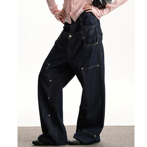 Jeans personnalisés pour femmes, pantalons en <span class=keywords><strong>jean</strong></span> à double taille, jeans en denim brut de haute qualité pour femmes - Product Image 2