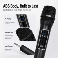 Mikrofon Dinamis Nirkabel UHF Genggam Ganda Peredam Kebisingan Sistem Mikrofon Karaoke Portabel Baterai Isi Ulang Android