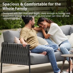 Divanetto Moderno East Oak Life Chatter |   <span class=keywords><strong>Divano</strong></span> a 2 posti con struttura in acciaio, cuscini lavabili spessi 6,7 pollici, per giardino/portico/balcone/cortile - Product Image 5