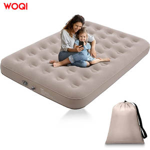 Colchón inflable Woqi tamaño doble, engrosado, con bomba incorporada para camping y uso al aire libre, color caqui, material de poliéster. - Product Image 1