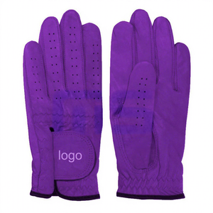 Mudassar Sports <b>Purple</b> Genuine Leather Waterproof Golf Gloves Non-Slip Palm Unisex Buckle Closure for Sports Training - Product Image 1