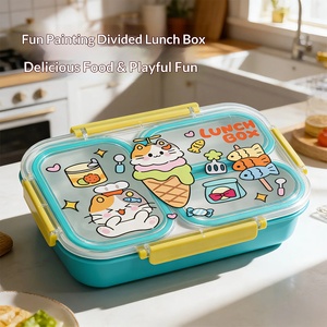Boîte à lunch en plastique avec quatre fermoirs latéraux, étanche et anti-fuite, pour étudiants et employés de bureau - Product Image 1