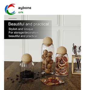 61MM Super Usine Pas Cher <span class=keywords><strong>Prix</strong></span> Personnaliser Bocaux En Liège Naturel avec Couvercles À Boules pour Conteneur Couvercle En Forme <span class=keywords><strong>De</strong></span> Boule En Bois - Product Image 1