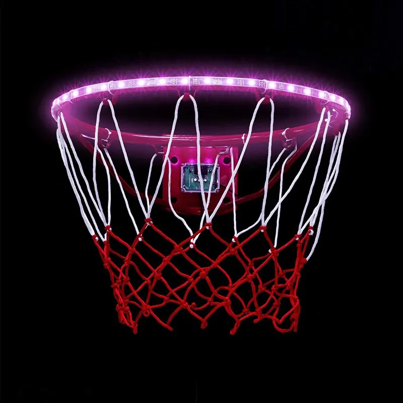 Solar Powered LED Basketball Hoop Light Glow In Dark Basketball Rim Light Basket Waterproof Super Bright Lights for Night Game