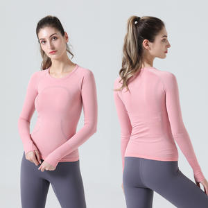 Nouveau T-shirt de yoga pour femme à manches trois-quarts, haut de sport respirant pour la course et le fitness, vêtement de sport uni à séchage rapide - Product Image 4