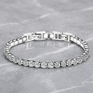Elegante Cadena y Pulsera <span class=keywords><strong>de</strong></span> Eslabones Tipo Tenis <span class=keywords><strong>de</strong></span> 3mm con Incrustaciones <span class=keywords><strong>de</strong></span> Acero Inoxidable, Resistente al Agua, Regalo <span class=keywords><strong>para</strong></span> <span class=keywords><strong>Mujer</strong></span>, Chapado en Plata, Joyería Moderna - Product Image 2