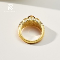 Bague Rochime en argent sterling 925 plaqué or 18 carats avec pierre œil de tigre vintage, finition brossée, bijoux pour femmes