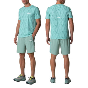 T-shirt pour homme de marque haut de gamme en promotion, respirant et tricoté, ensemble short et t-shirt de sport pour homme - Product Image 1