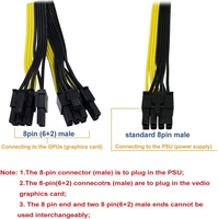 كابل محول طاقة PCI Express ذكر 8 سنون إلى ذكر مزدوج 2X (6+2) مع نحاس PVC للاستخدام الإلكتروني مع مزود طاقة EVGA