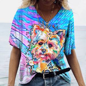 Tendance d'été à manches courtes Chien de dessin animé mignon T-shirt imprimé en 3D <span class=keywords><strong>Golden</strong></span> <span class=keywords><strong>Retriever</strong></span> Fashion Casual Women T-shirt Shirt Tee - Product Image 5