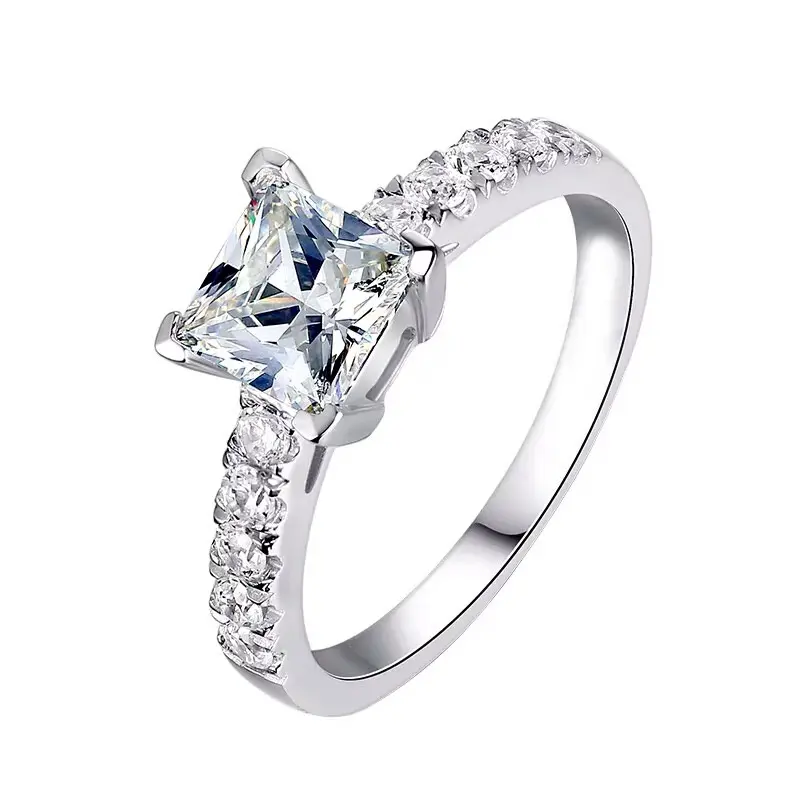 Mode S925 Sterling Zilver 1.2/2/3/4/5 Karaat Def Kleur Vvs Moissanite Diamond Ring Voor Wedding engagement Met Gra Certificaat