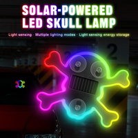 Lampe néon solaire multicolore RGB pour voiture, motif crâne, décoration de vitre arrière, lumière d'avertissement pour Halloween