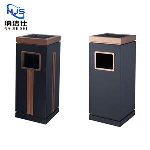 Cubo de Almacenamiento Resistente con Recubrimiento de Polvo de Hierro Sin Tapa, Cubo de Basura con Acabado Inoxidable para el Vestíbulo del Hotel - Product Image 1