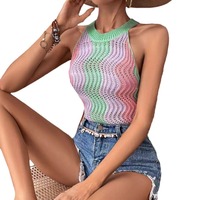 Nouveau pull en tricot sans manches pour femmes, coloré et tendance, coupe ajustée, style unique (personnalisable)