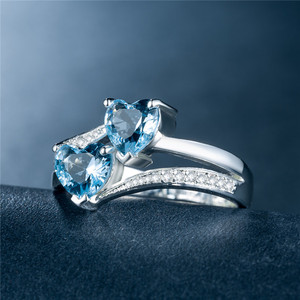 Anello con design a doppio cuore, anello classico da donna - Product Image 5