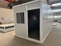Maison conteneur modulaire préfabriquée en kit à effet bois avec grande fenêtre vitrée pour bureau de chantier et dortoir du personnel