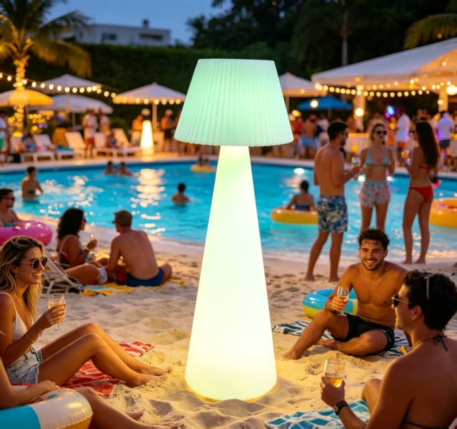 Waterproof LED Cone Light Rechargeable 4100K Neutral White. Outdoor Garden Patio Pool Party Wedding Bar