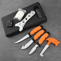 Ensemble de 7 couteaux de boucher en acier inoxydable 3Cr13 pour la chasse et le camping, poignées TPR pour droitiers, lames droites de 8-9,9 pouces et 6-7,9 pouces