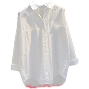 T26407 Camicetta da Donna a Maniche Lunghe, Monopetto, Collo Rovesciato, Tinta Unita Bianca, Stile Casual di <span class=keywords><strong>Mezza</strong></span> <span class=keywords><strong>Stagione</strong></span> - Product Image 4
