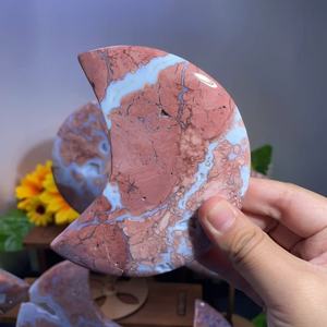 Venta al por mayor a granel Venta caliente Rosa ágata <span class=keywords><strong>Luna</strong></span> espeleología con Base <span class=keywords><strong>de</strong></span> Metal Duzy escultura artesanías <span class=keywords><strong>de</strong></span> cristal para decoración Fengshui - Product Image 4