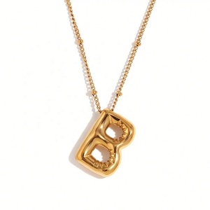Collar con Colgante de Zirconia con Letras Personalizadas, Moderno, Chapado en Oro de 18K, Acero Inoxidable, Unisex, Conjunto de Joyería para Fiesta - Product Image 1