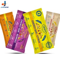 Emballages personnalisés imprimés avec fermeture arrière pour barres énergétiques, granola, noix, chocolat, protéines, en aluminium, type oreiller