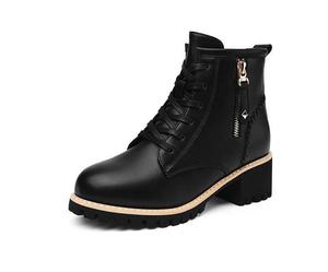 Bottes de Moto pour Femme Tendance Automne Hiver, Semelle Épaisse, Doublure Coton et Tige en PU - Product Image 1