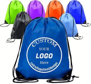 Custom Supermarket Shopping Draw <b>String</b> Back <b>Bag</b> Waterproof Drawstring Nylon <b>Bag</b> for Gift Homeless Hiking Gym - Product Image 1