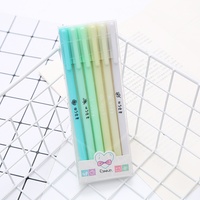 Stylos gel en plastique couleur Morandi en boîte, lot de 6, pour étudiants et examens, fournitures de bureau, stylos signature noirs