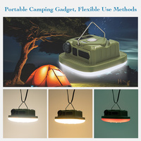 Lampe de travail rechargeable multifonctionnelle, lampes de camping portables vertes avec lumière chaude/blanche/naturelle/rouge pour la pêche en plein air
