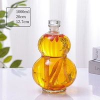 Bouteille en verre traditionnelle en forme de gourde porte-bonheur pour spiritueux, saké, vin de riz – Bouteille unique en verre Hulu avec bouchon en liège
