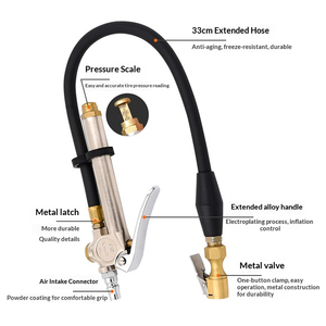 Pistolet de gonflage numérique multifonctionnel pour pneus 120 PSI, en métal, caoutchouc et ABS, outil de mesure de la pression des pneus de voiture - Product Image 3