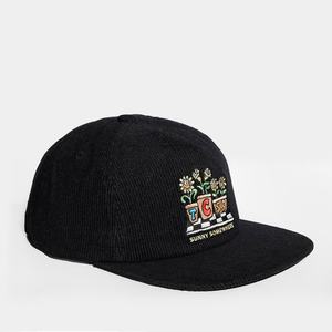 Casquettes personnalisées noires non structurées à logo brodé plat, casquettes snapback en velours côtelé à 5 panneaux - Product Image 5