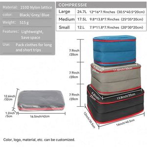 Juego de 3 Cubos de Embalaje Extensibles y Elegantes de Fábrica BSCI, Juego de Cubos Organizadores de Viaje Transpirables con Cierres Reforzados - Product Image 2