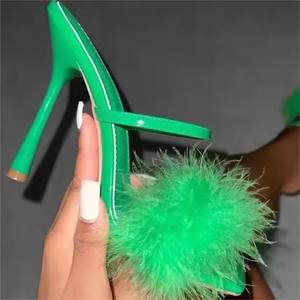 Nuovi Sandali Estivi da Donna 2026 <span class=keywords><strong>con</strong></span> Tacco a Spillo, Taglie Grandi, Tinta Unita, <span class=keywords><strong>con</strong></span> <span class=keywords><strong>Piume</strong></span> - Product Image 4