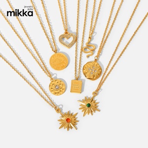 Gioielli in acciaio inossidabile catena placcata oro 18 carati cuore occhi malvagi sole con collana con ciondolo in pietra preziosa per regalo donna - Product Image 1