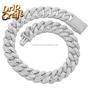 Hip-Hop 15mm Gemischte T-Quadrat Zirkon Kubanische Kette Halskette, Komplettset mit Echtvergoldung, Street Rap, Trendige Marke, Unisex - Product Image 1