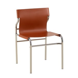 Silla de comedor estilo italiano vintage, de acero inoxidable, con asiento de cuero, diseño minimalista para sala de estar - Product Image 3