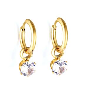 Nouveauté - Boucles d'oreilles pour femmes en acier inoxydable plaqué or 18 carats avec diamants en zircon et strass personnalisés de luxe - Product Image 1