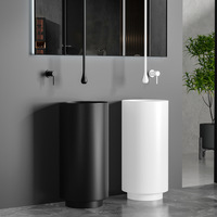 Évier à colonne de conception moderne évier sur pied monobloc en acier inoxydable 304 pour chambre d'hôtel égouttoir en forme de rectangle