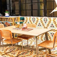 Hôtel Salle De Bains Fleur Design Algues Vert Mat Mosaïque Murale Carrelage Céramique Rouge Support Hexagone Mosaïque Carrelage de Sol en Porcelaine Dorée