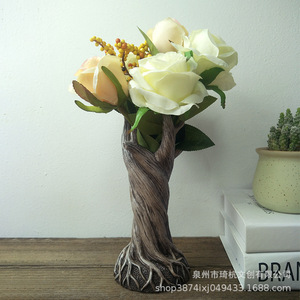 แจกันเรซิ่นรูปต้นไม้ 8.5x8.5x20 ซม. ของตกแต่งลำต้นไม้สไตล์เรียบง่ายสำหรับบ้าน ของขวัญตั้งโต๊ะ - Product Image 2