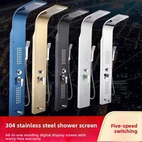 Panneau de douche mural LED moderne à jet de pluie, avec jets de massage, mitigeur thermostatique en céramique à poignée unique, en acier inoxydable – Meilleures ventes