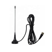 Antenne TV numérique intérieure DVB-T, base magnétique à ressort hélicoïdal, câble RG174, connecteurs F/mâle, gain 5 dBi, VSWR 1.8, multibande 50