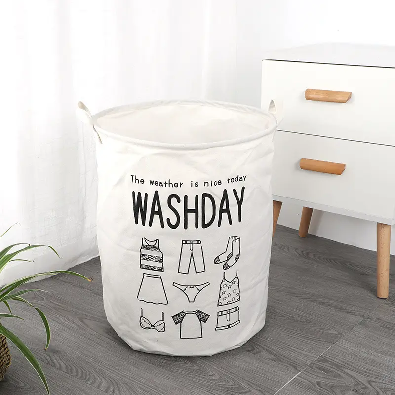 Household Dirty Clothes Canvas Collapsible Organizer Laundry Basket Foldable Laundry Storage Hamper Baskets