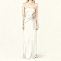 Robe longue élégante blanche sans bretelles en polyester et élasthanne pour femme avec découpes latérales à la taille, idéale pour les soirées – Fabricants de vêtements féminins