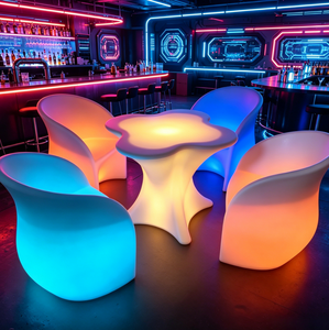 Mesas de <span class=keywords><strong>Bar</strong></span> Luminosas Modernas con Luces LED, Sillas con Diseño de Flor de Ciruelo, Resistentes al Agua IP65, Aptas para Hoteles, Restaurantes, Terrazas y Bares - Product Image 3