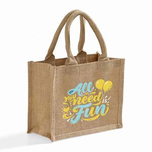 Sac fourre-tout en jute personnalisé imprimé pour événements animaux de compagnie, avec soufflets intégraux et poignées en corde épaissie, sac à friandises pour fête d'animaux - Product Image 3