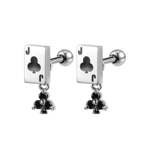 Pendientes de Acero Inoxidable 316L de Alta Calidad con Diseño de Cartas de Póker para Mujer, Venta al Por Mayor - Product Image 5